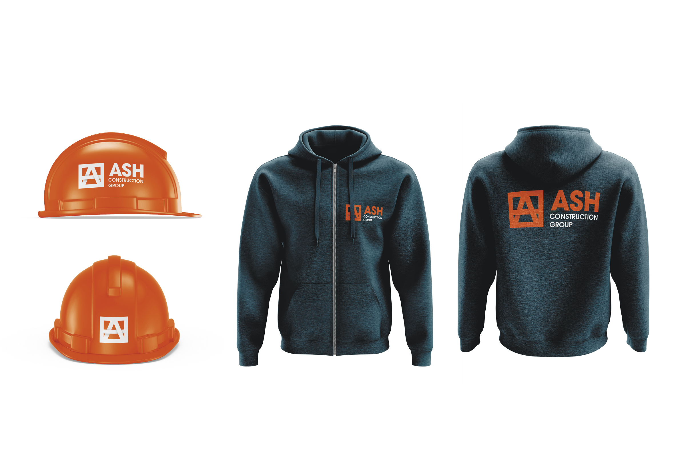 clothing branding design for construction company ASH