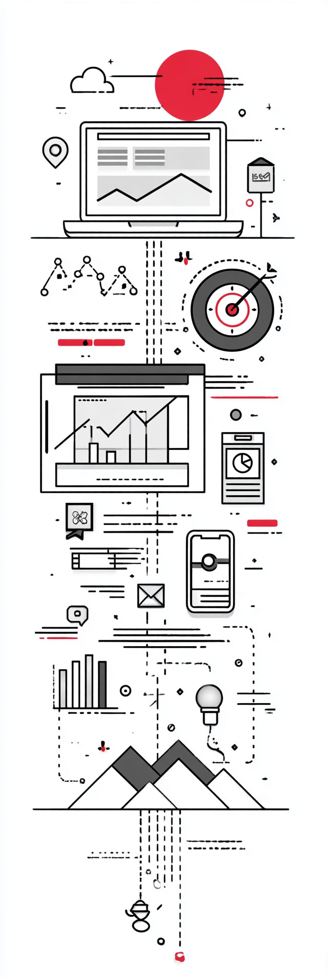 technical line art illustration of branding strategy