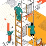 technical line art illustration of elevating a brand